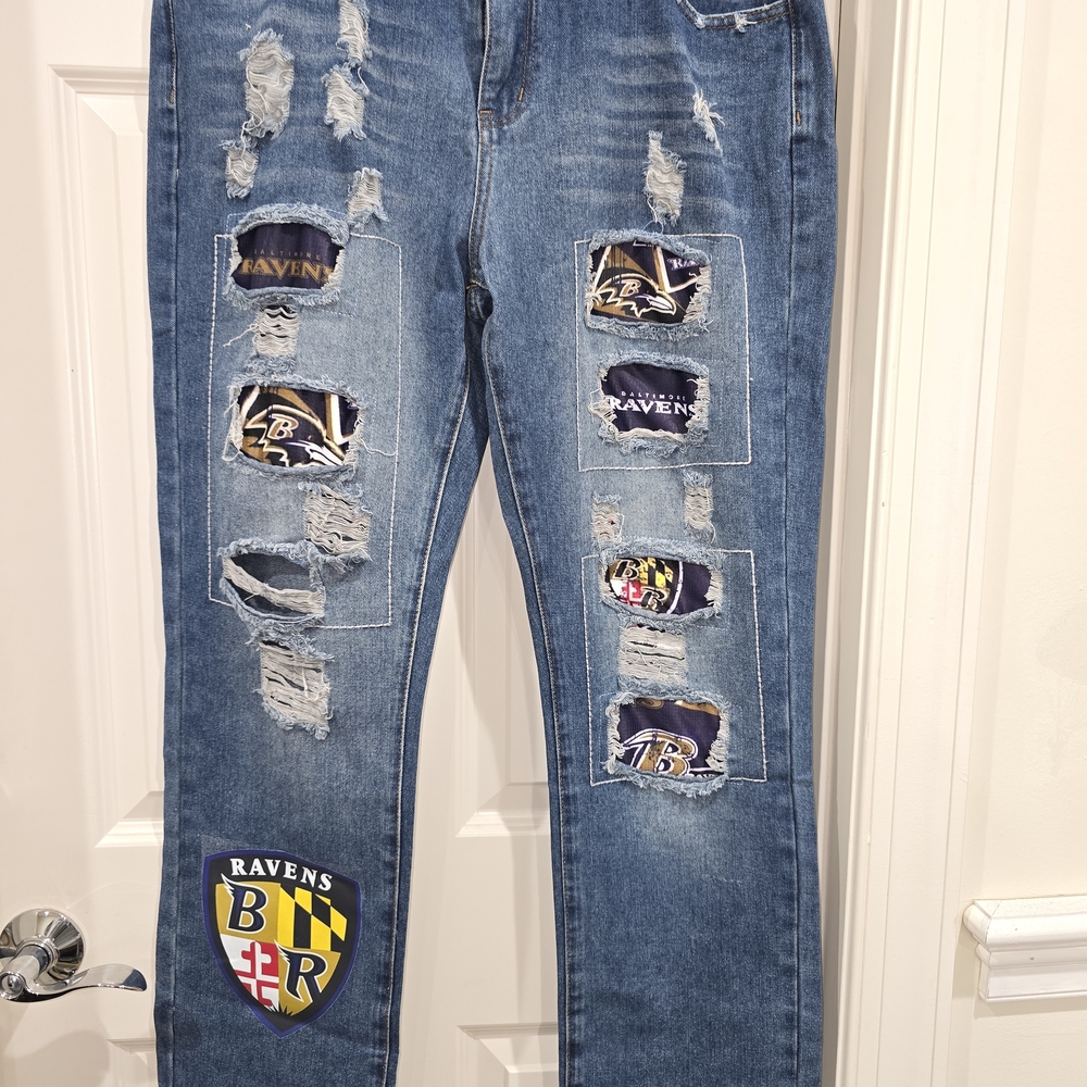 Baltimore Ravens Patch Distressed Blue Jeans